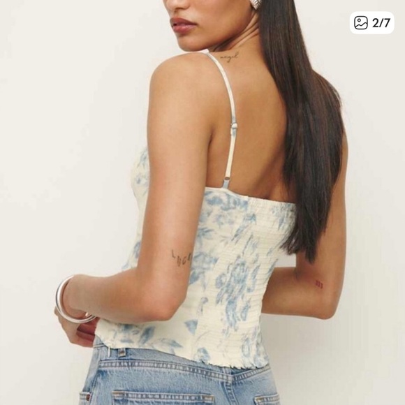 Reformation Floral Lace Trim Spaghetti Strap Top - Picture 3 of 7